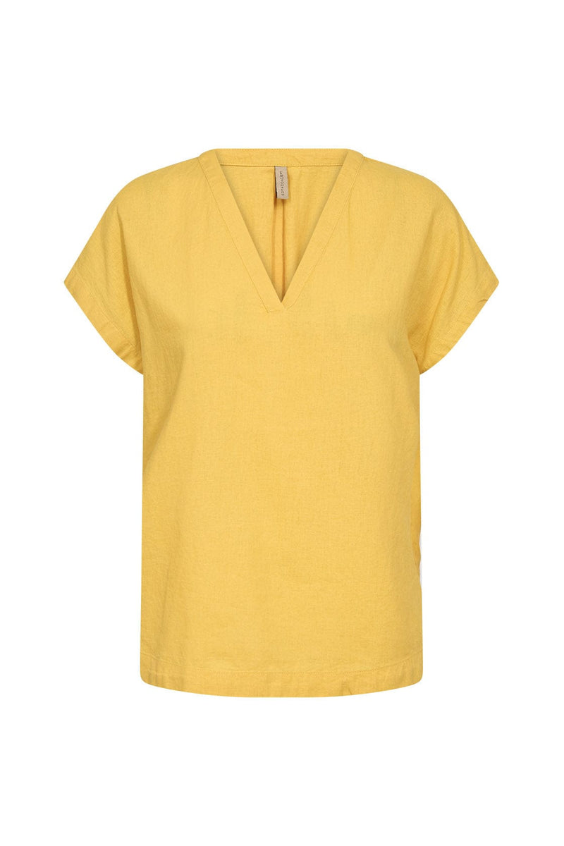 Soya Concept Ina Linen Blend T Shirt Golden Yellow Potters Of Buxton