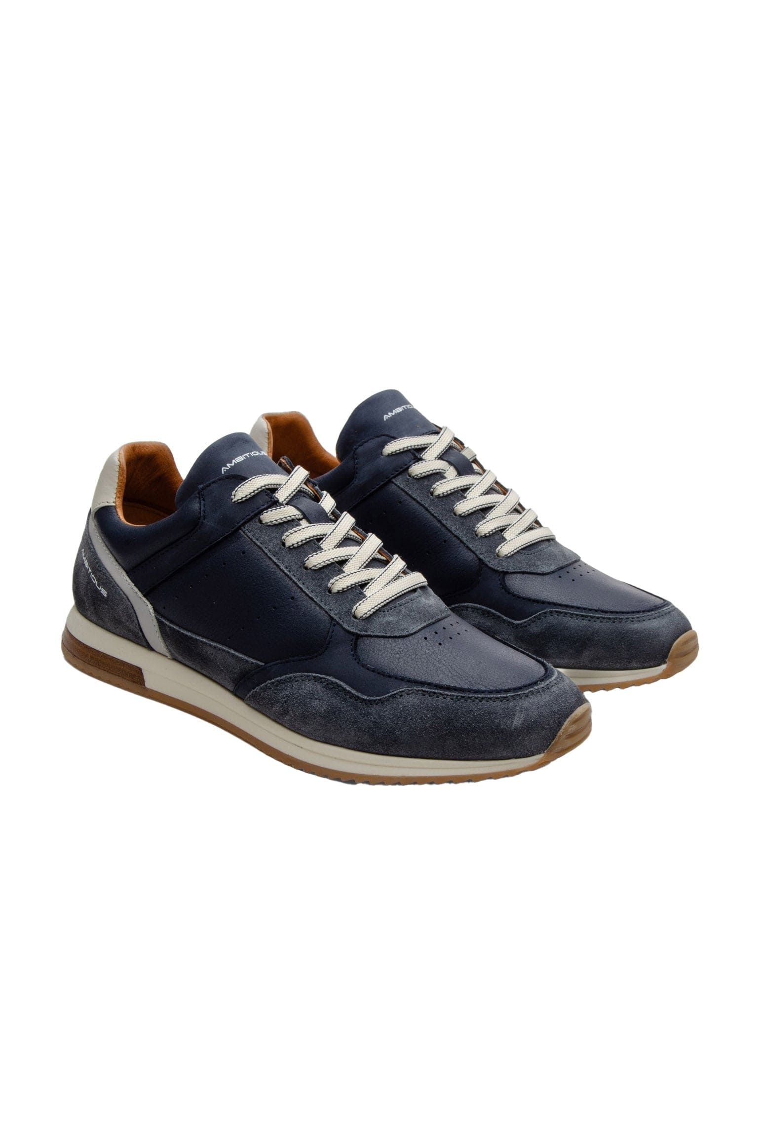 Ambitious Slow Classic Leather/Suede Trainers - Navy Combi