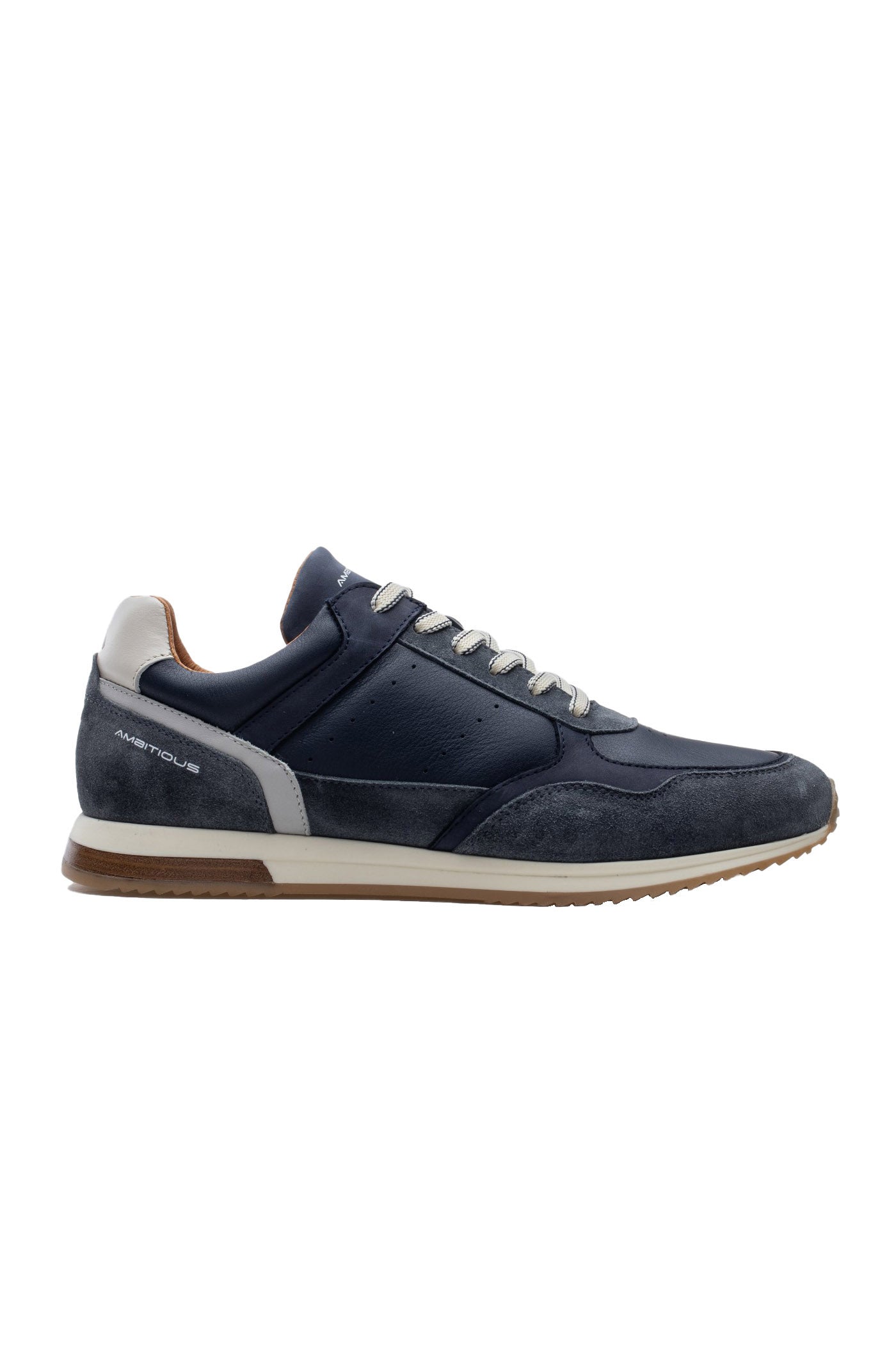 Ambitious Slow Classic Leather/Suede Trainers - Navy Combi