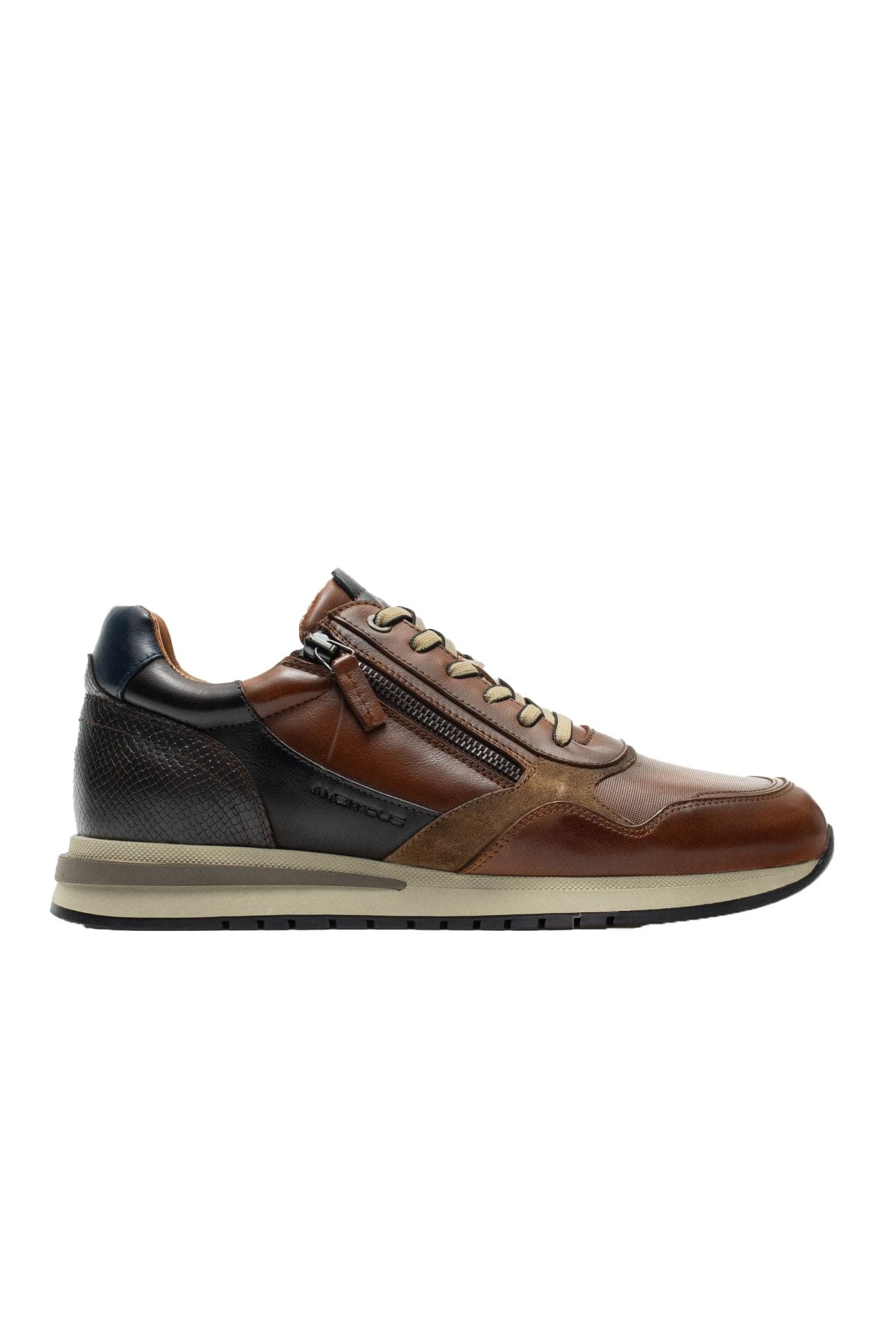 Ambitious Temple Side Zip Trainers - Cognac