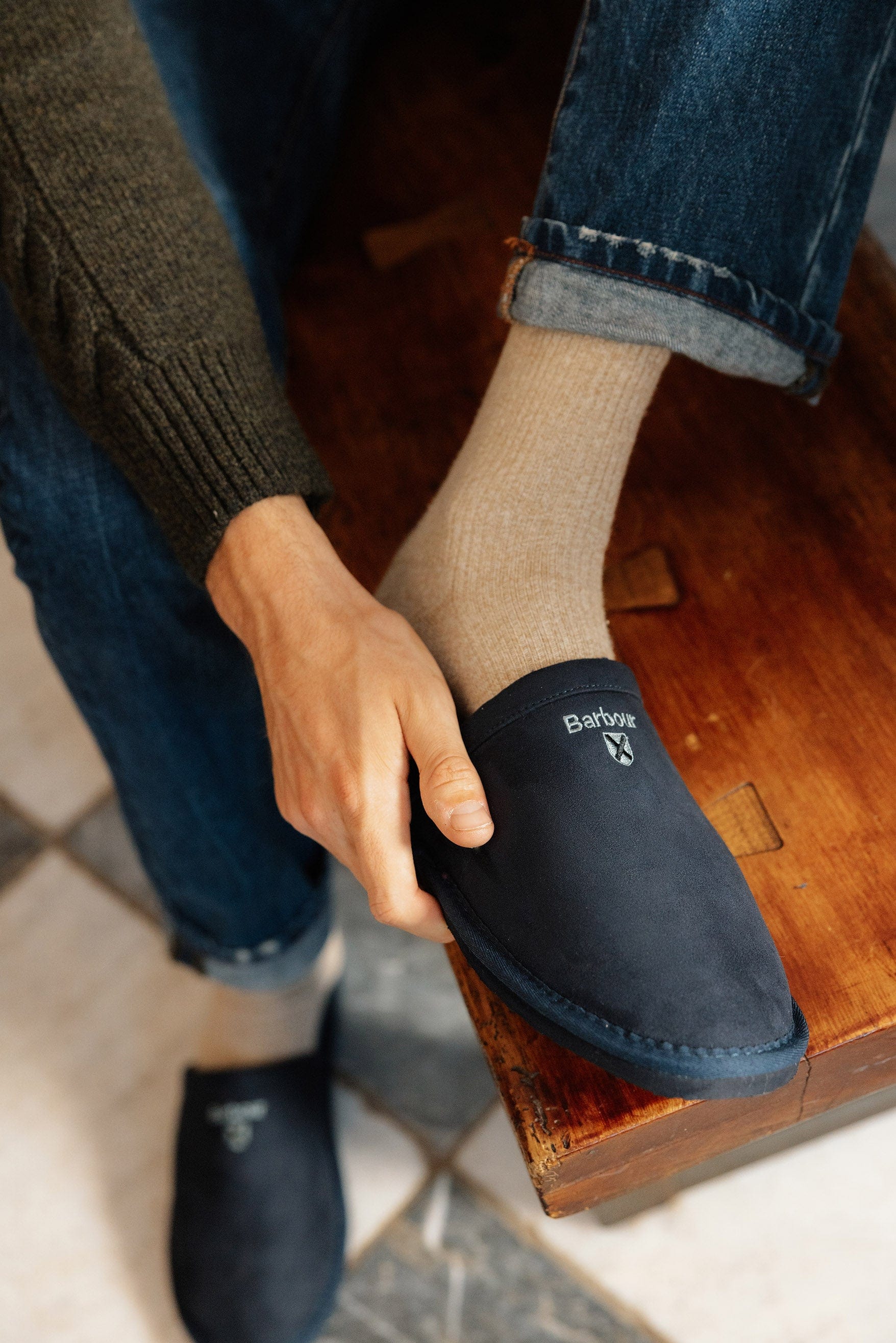 Barbour Everitt Mule Slippers - Navy