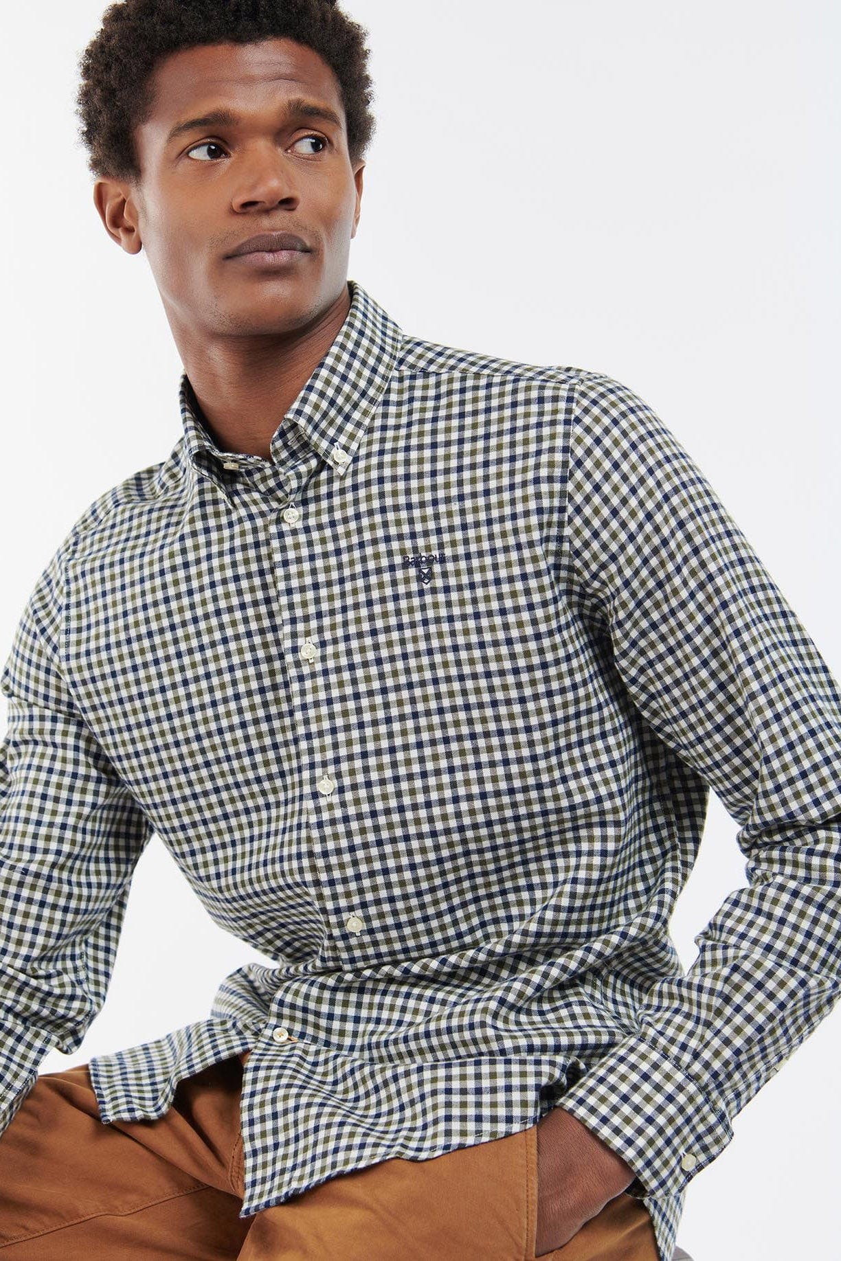 Barbour Finkle Tailored Gingham Shirt - Olive