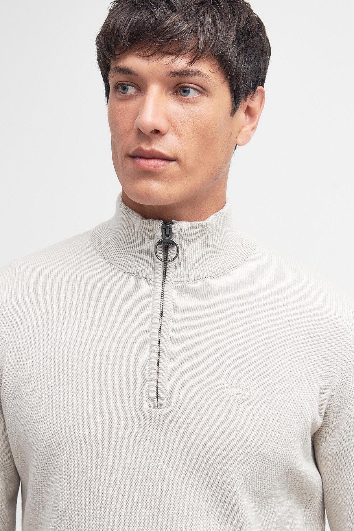 Barbour Half-Zip Cotton Jumper - Mist