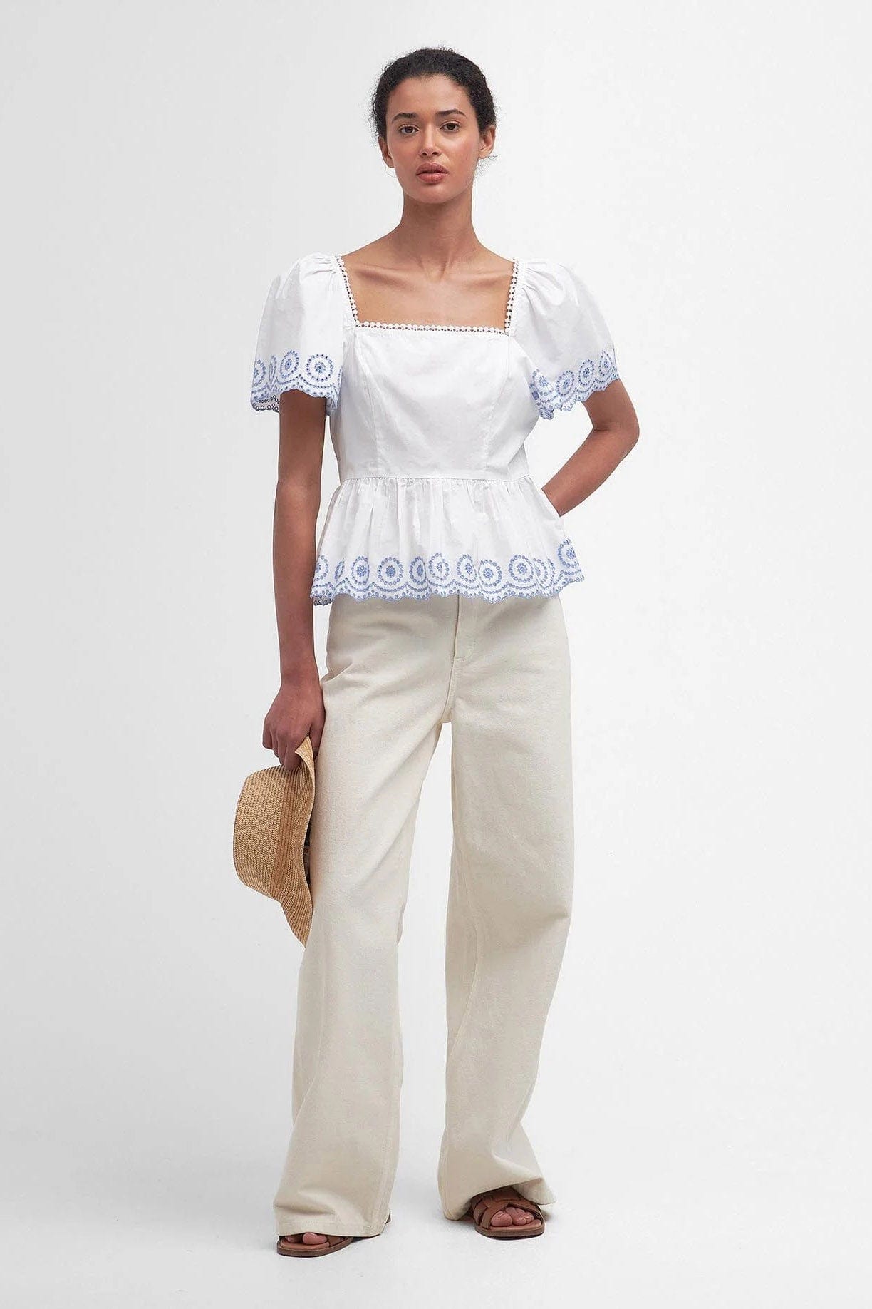 Barbour Joy Peplum Blouse - Classic White