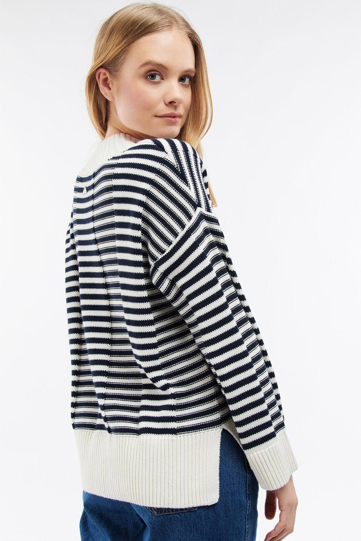 Barbour Littlebury Knit - Navy/Cream Stripe