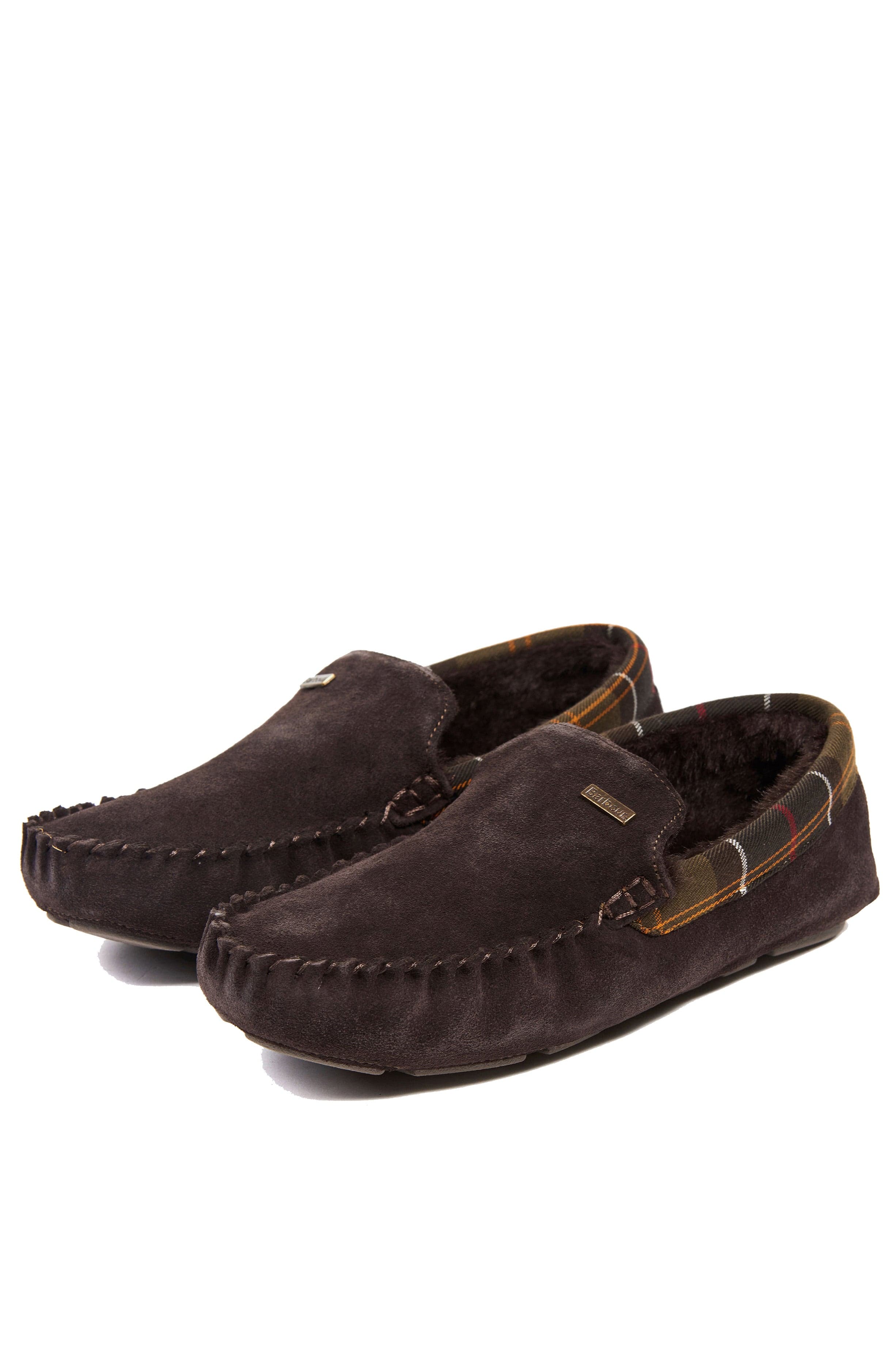 Barbour Mens Monty Suede Slippers - Brown Suede