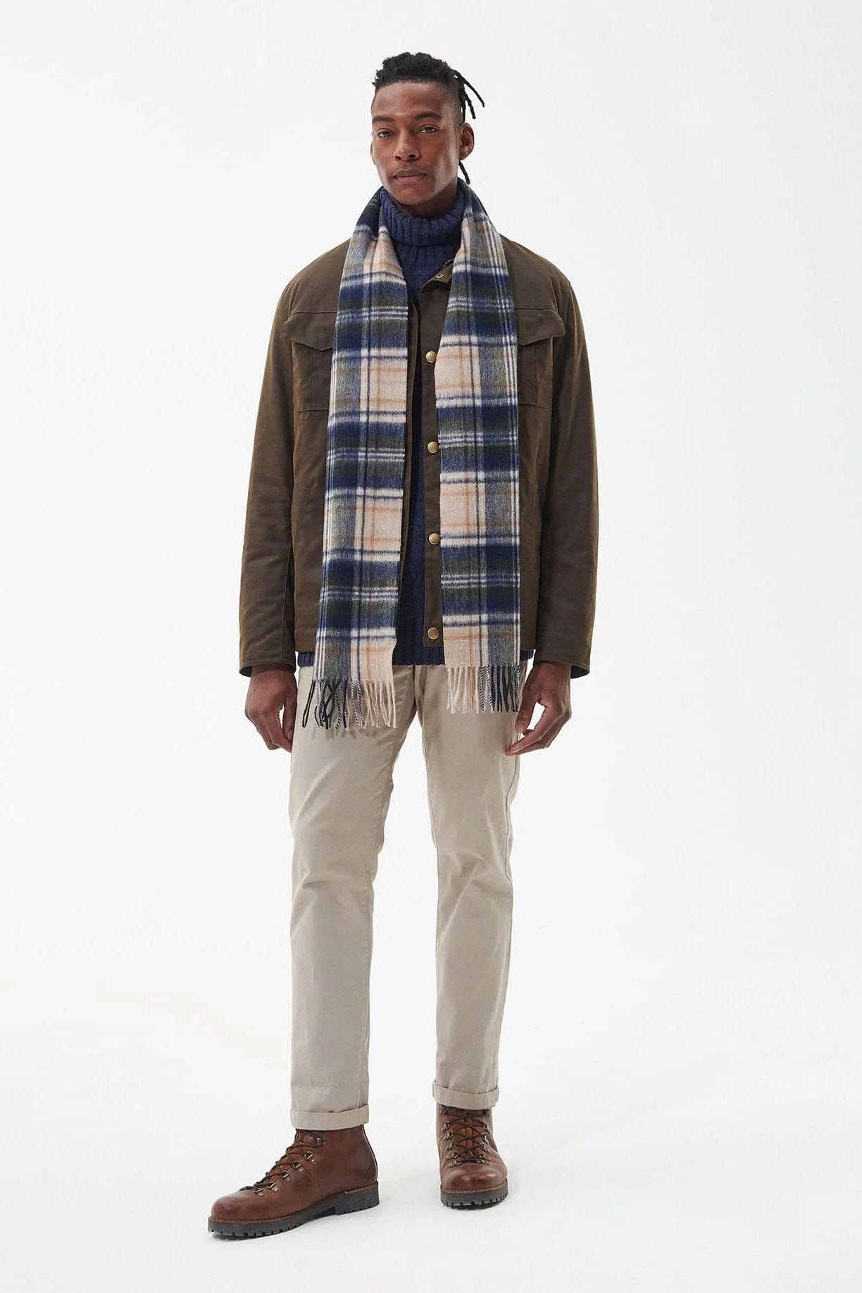 Barbour New Check Tartan Scarf - Sand Beige Plaid USC0137_BE51_OS