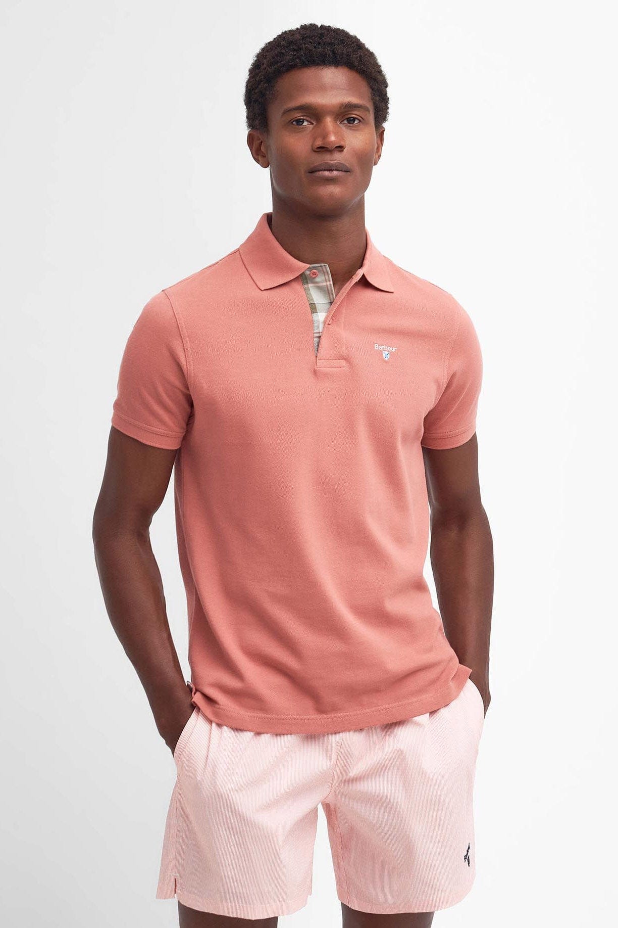 Barbour Tartan Pique Polo - Pink Clay