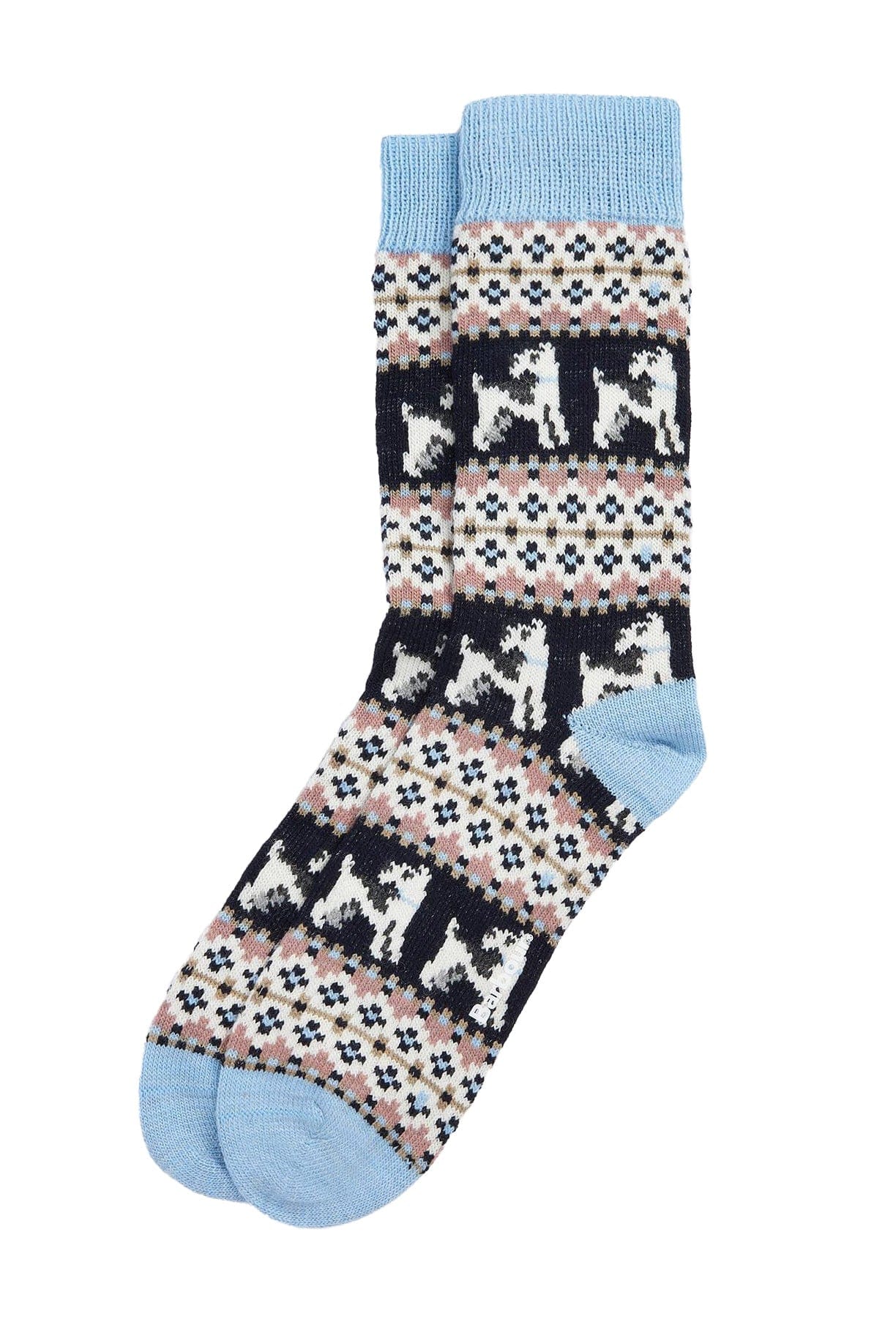 Barbour Terrier Fair Isle Sock - Navy/Pink