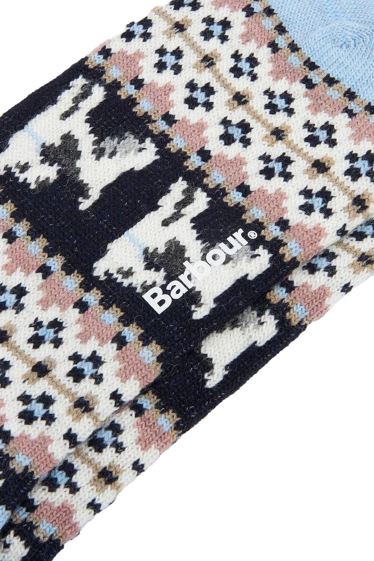 Barbour Terrier Fair Isle Sock - Navy/Pink