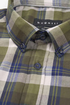 Bugatti Check Brushed Cotton Long Sleeve Shirt - Olive