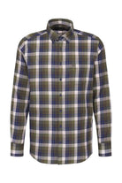 Bugatti Check Brushed Cotton Long Sleeve Shirt - Olive