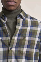 Bugatti Check Brushed Cotton Long Sleeve Shirt - Olive