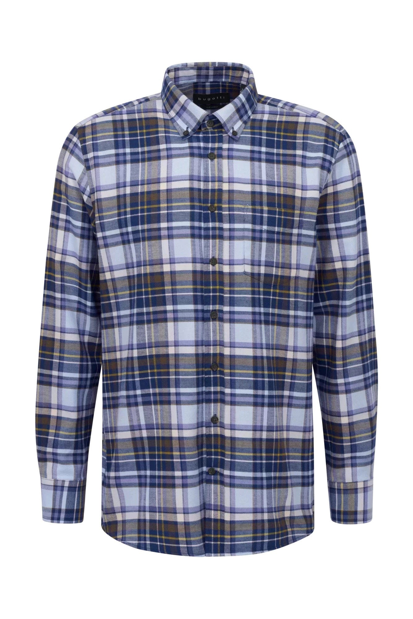 Bugatti Check Brushed Cotton Shirt - Blue