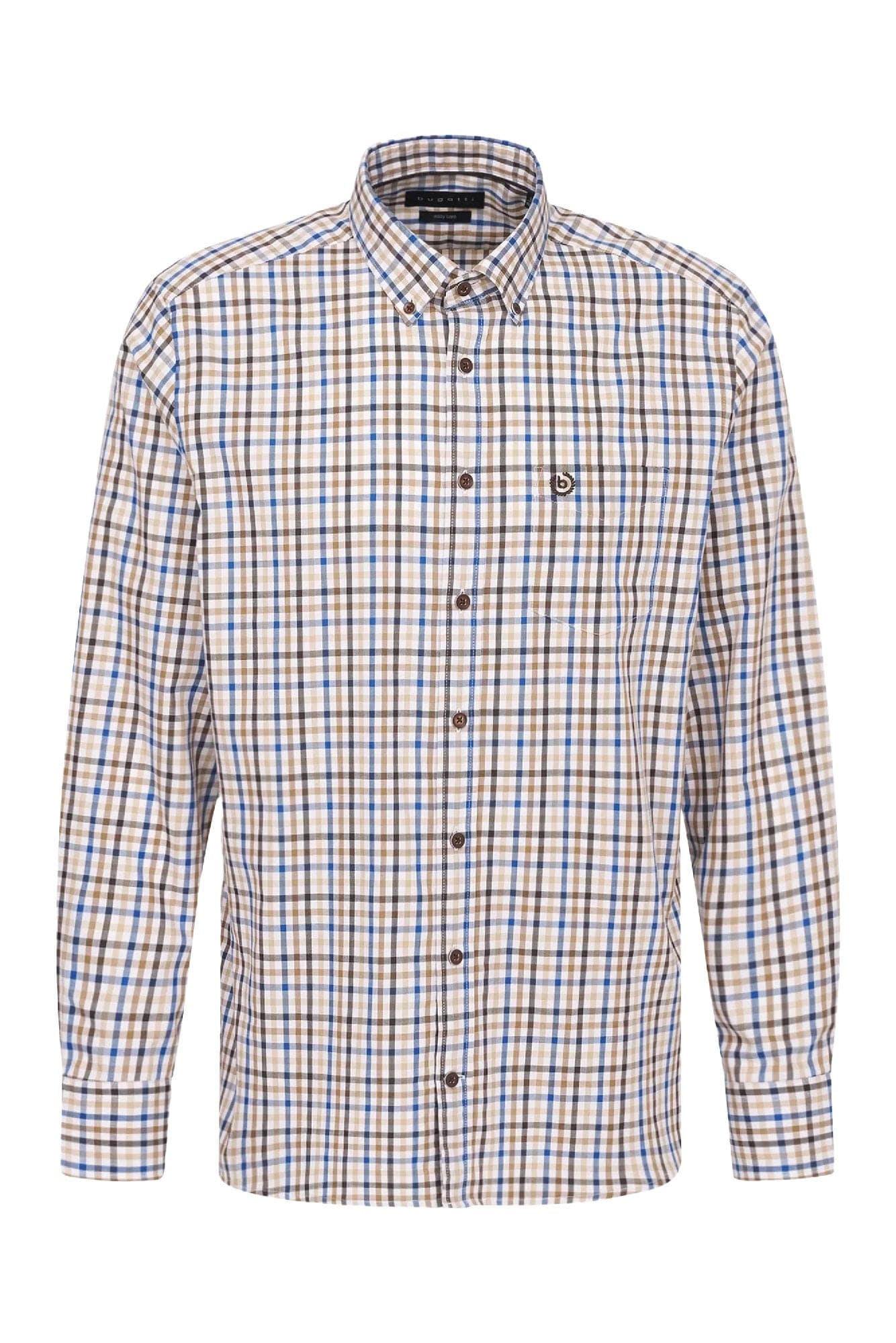 Bugatti Check Long Sleeve Shirt - Blue/Brown