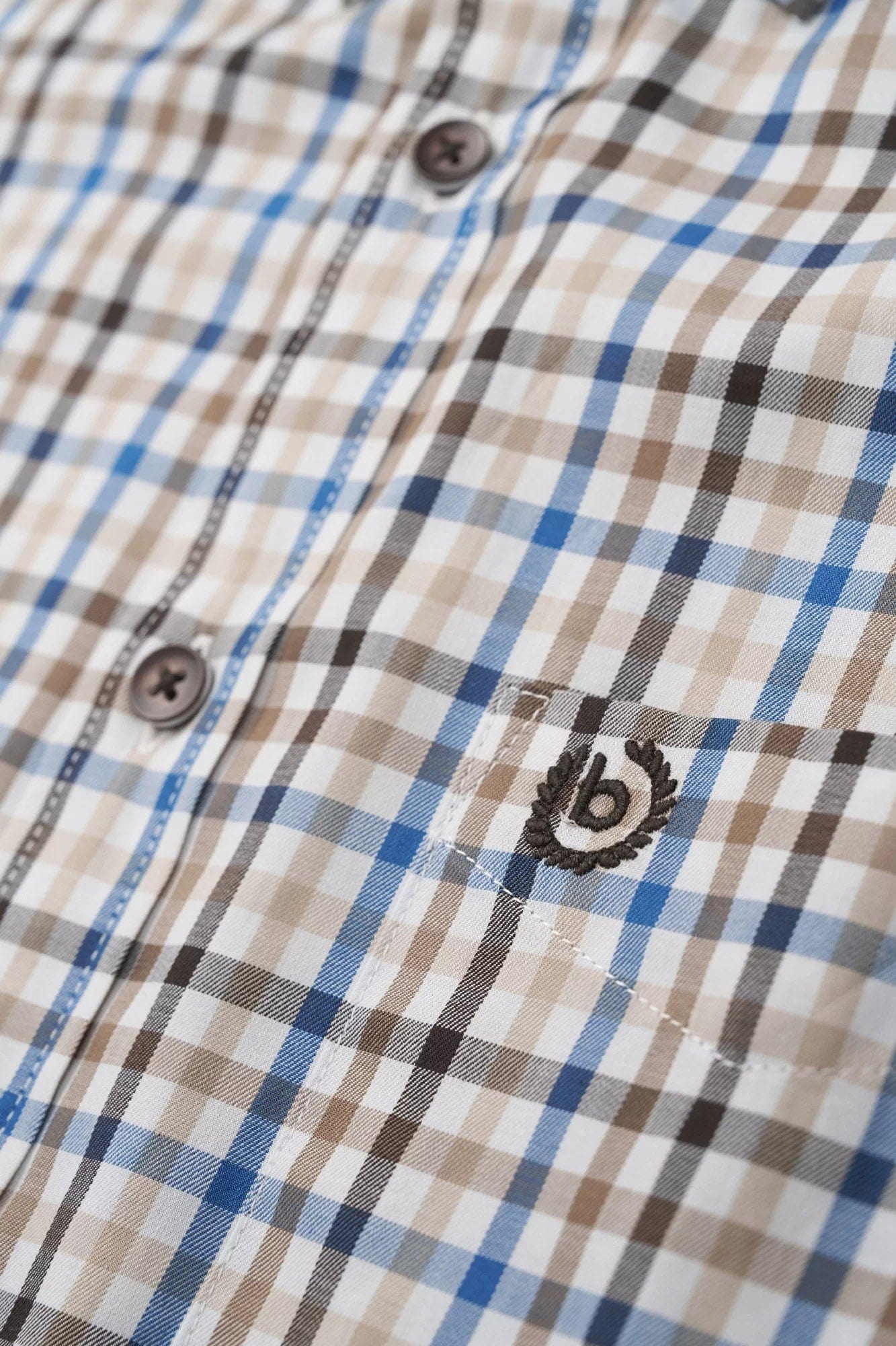 Bugatti Check Long Sleeve Shirt - Blue/Brown