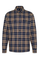 Bugatti Check Long Sleeve Shirt - Navy/Cognac