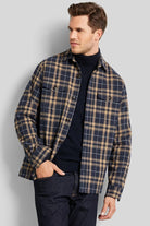 Bugatti Check Long Sleeve Shirt - Navy/Cognac