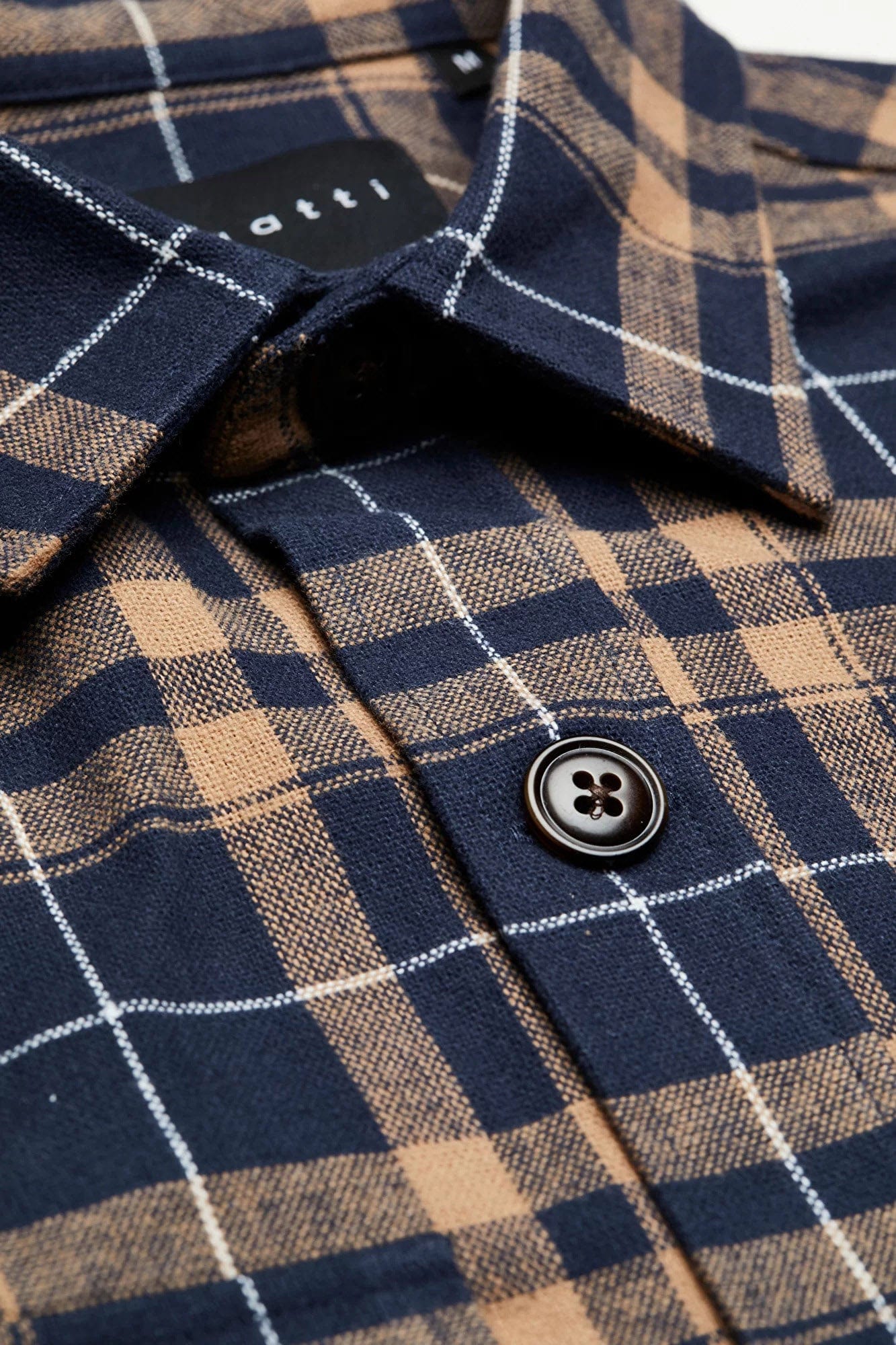 Bugatti Check Long Sleeve Shirt - Navy/Cognac