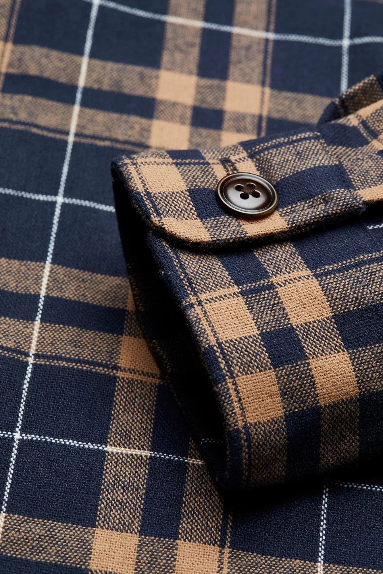 Bugatti Check Long Sleeve Shirt - Navy/Cognac