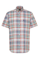 Bugatti Check Short Sleeve Shirt - Navy/Mint