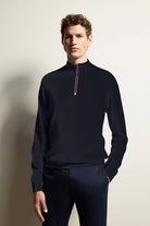 Bugatti Cotton Quarter Knit Jumper - Navy