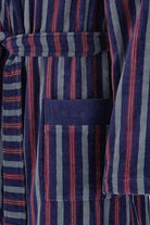 Bugatti Edoardo Stripe Velour Dressing Gown - Marine