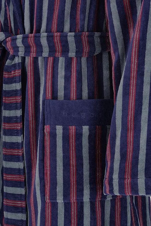 Bugatti Edoardo Stripe Velour Dressing Gown - Marine