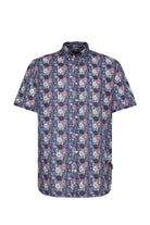 Bugatti Floral Print Short Sleeve Shirt - Navy/Mint