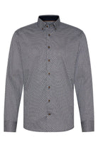 Bugatti Geometric Print Long Sleeve Shirt - Navy