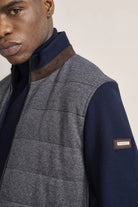 Bugatti Hybrid Quilted Front Knitted Back Jacket - Navy