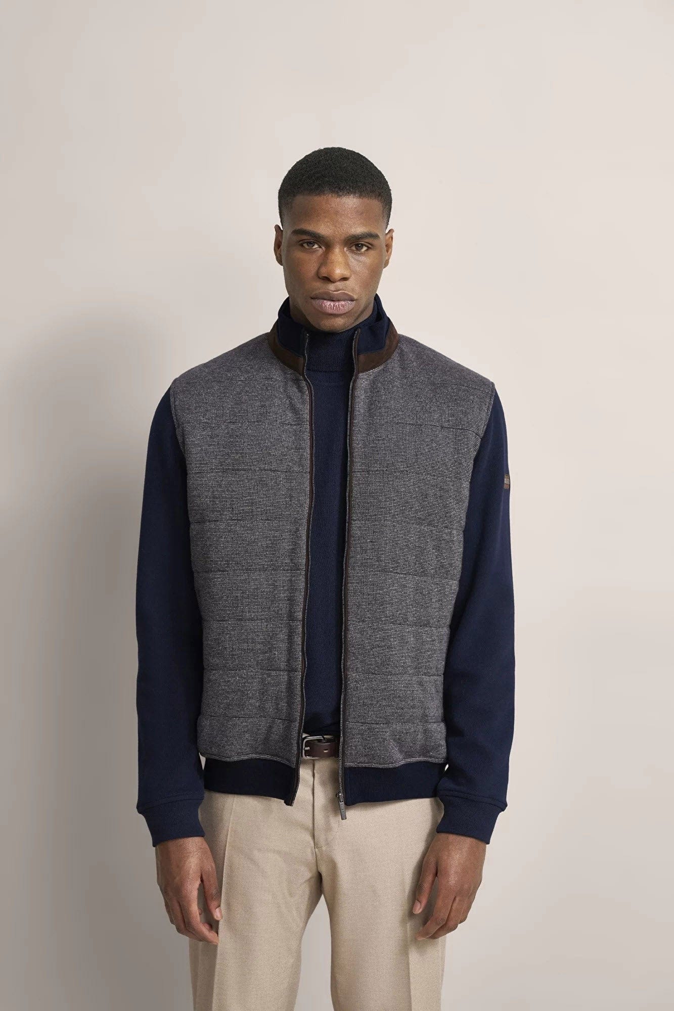 Bugatti Hybrid Quilted Front Knitted Back Jacket - Navy