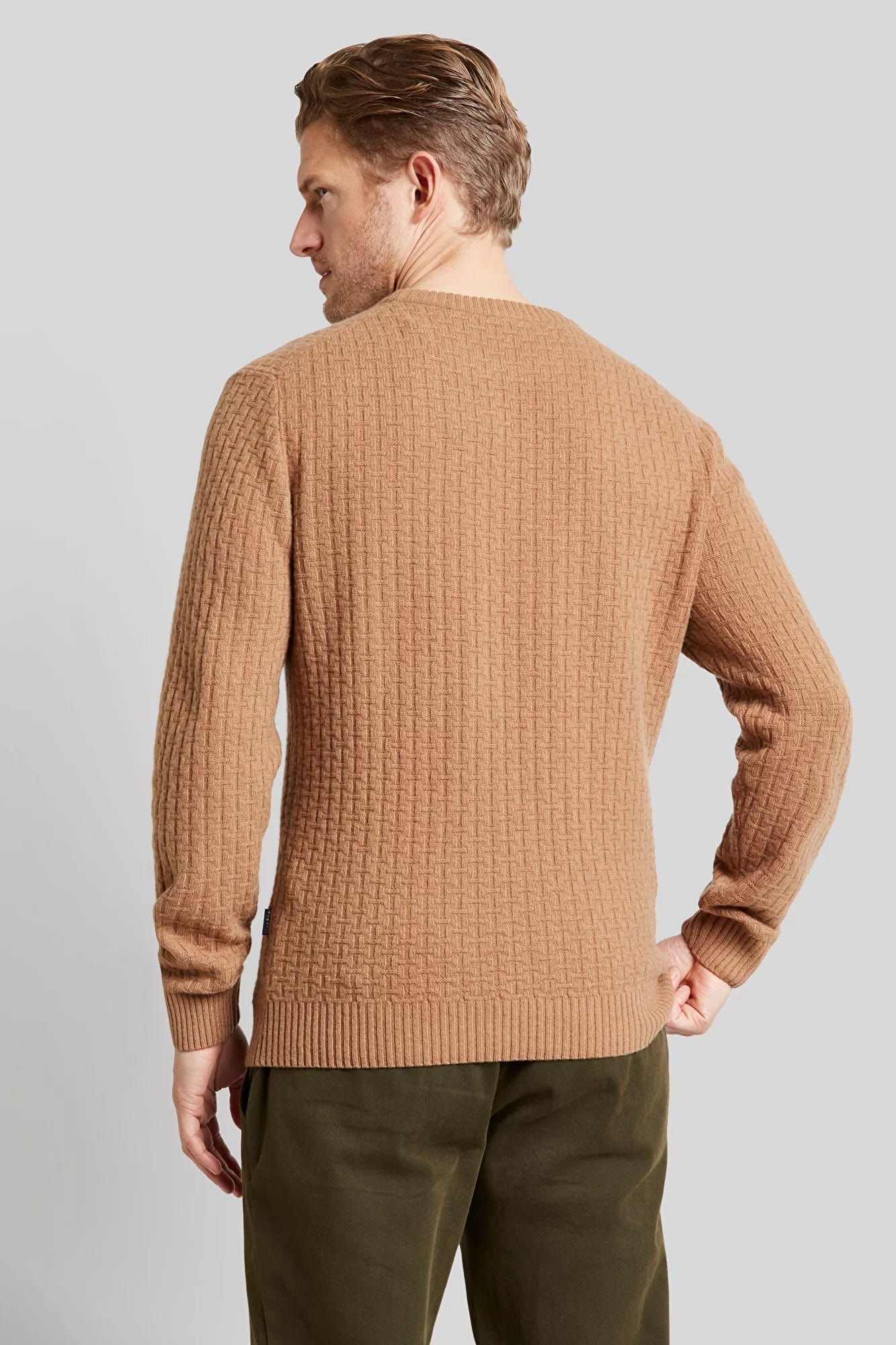 Bugatti Lambswool Textured Knit Jumper - Cognac