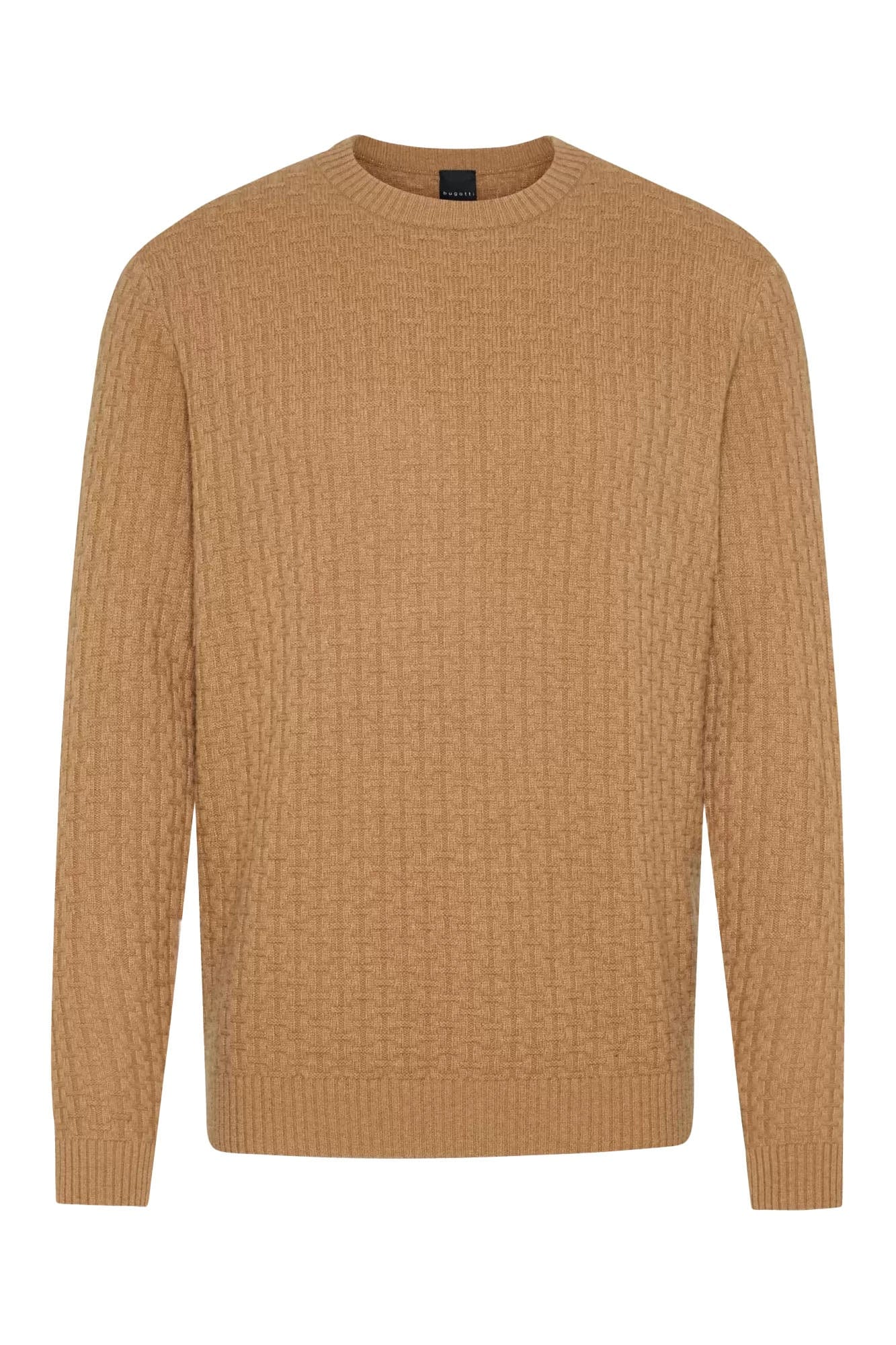 Bugatti Lambswool Textured Knit Jumper - Cognac