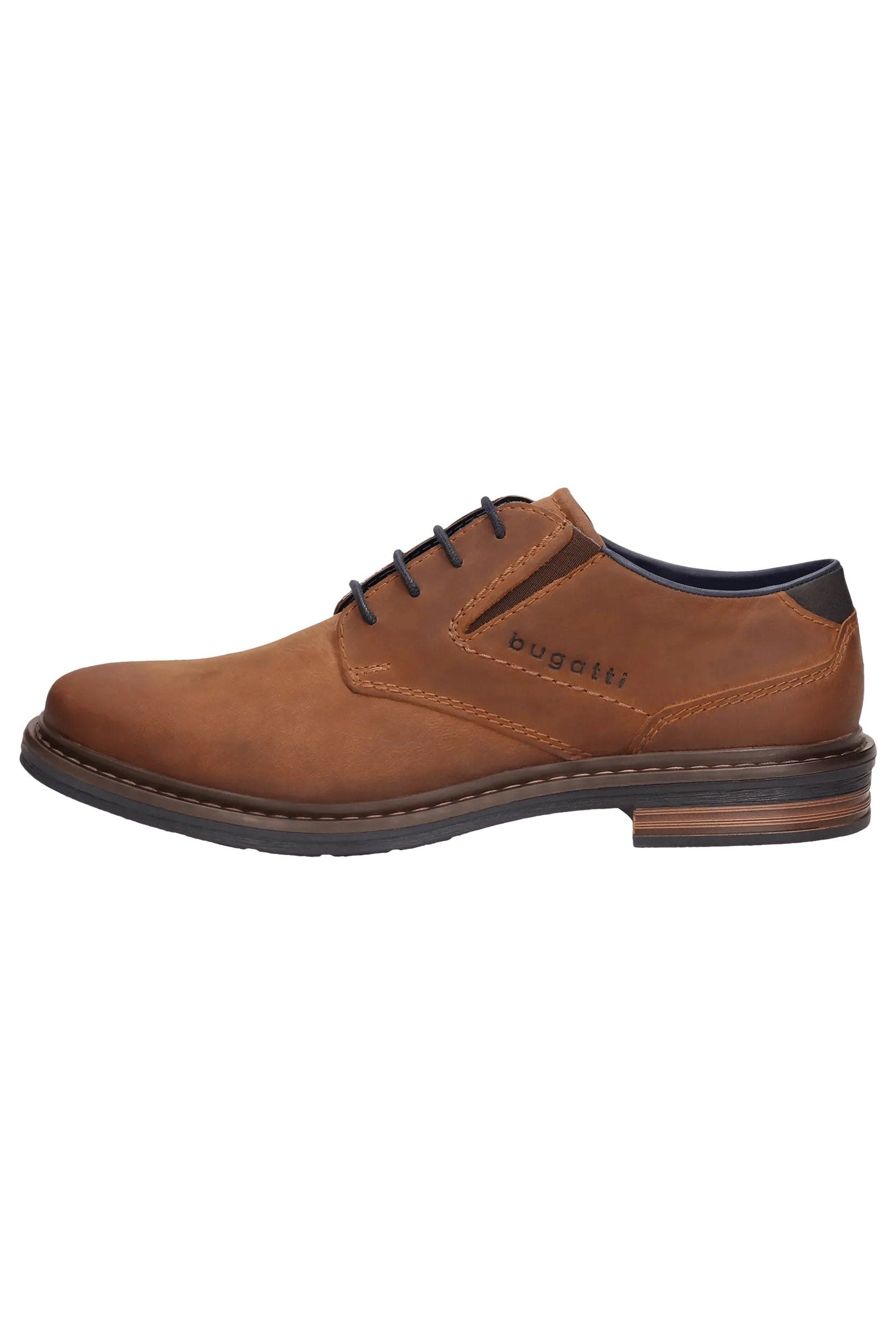 Bugatti Nubuck Leather Comfort Wide Derby Shoes - Cognac