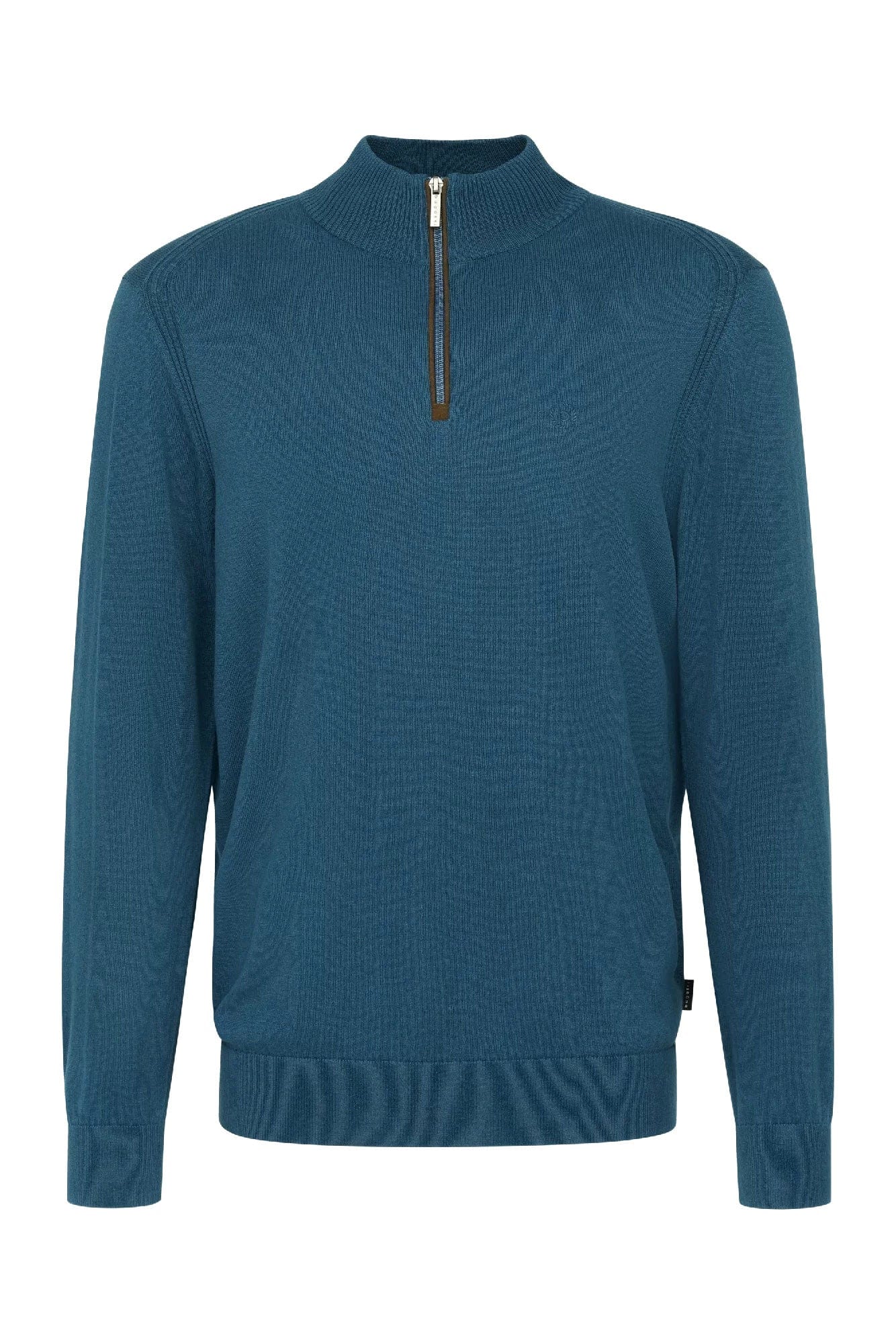 Bugatti Quarter Zip Cotton/Cashmere Knit Jumper - Petrol