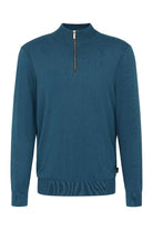 Bugatti Quarter Zip Cotton/Cashmere Knit Jumper - Petrol