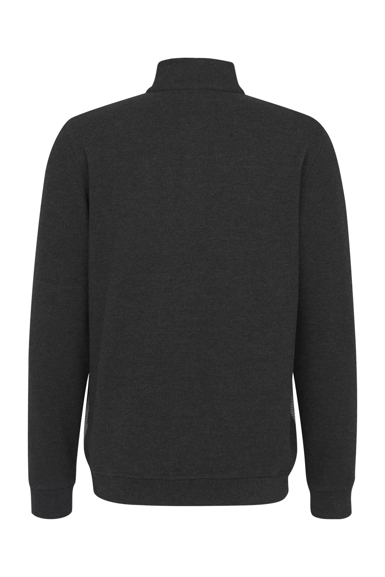 Bugatti Quarter Zip Panelled Knit Jumper - Charcoal