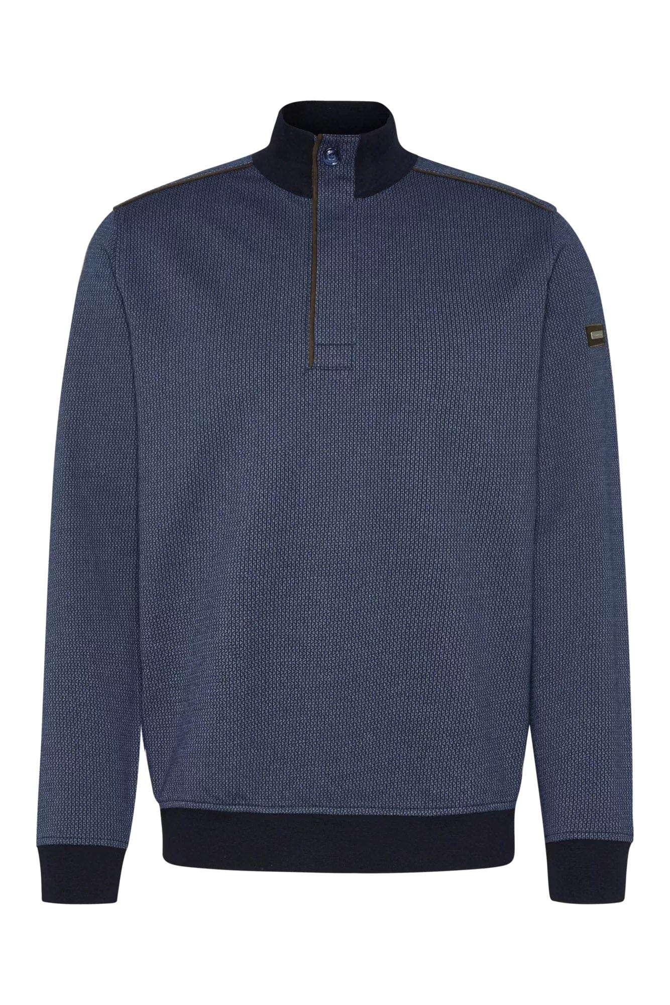 Bugatti Quarter Zip Self Patterned Jumper - Blue