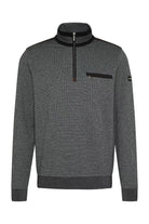 Bugatti Quarter Zip Self Patterned Jumper - Dark Grey