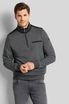 Bugatti Quarter Zip Self Patterned Jumper - Dark Grey