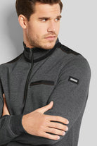 Bugatti Quarter Zip Self Patterned Jumper - Dark Grey