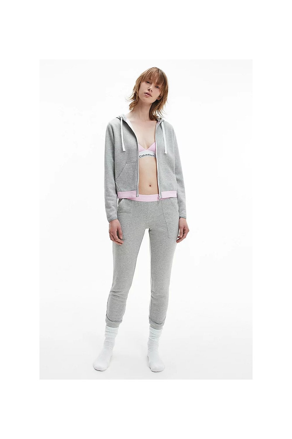 Calvin Klein Modern Cotton Lounge Zip Hoodie - Grey Heather/Pale Orchid –  Potters of Buxton