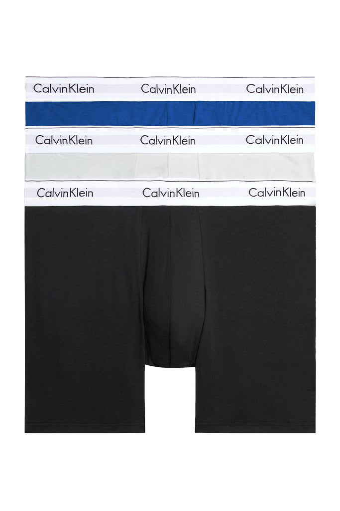 CALVIN KLEIN Modern Cotton Stretch Boxer Brief 3 Pack in Mazarine Blue  Black Lunar Rock