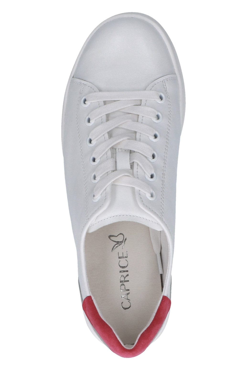 Caprice Leather Trainers with Pink Insert - White/Pink