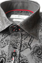 Claudio Lugli Satin Cotton Flock Paisley Shirt - Black