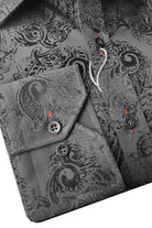 Claudio Lugli Satin Cotton Flock Paisley Shirt - Black