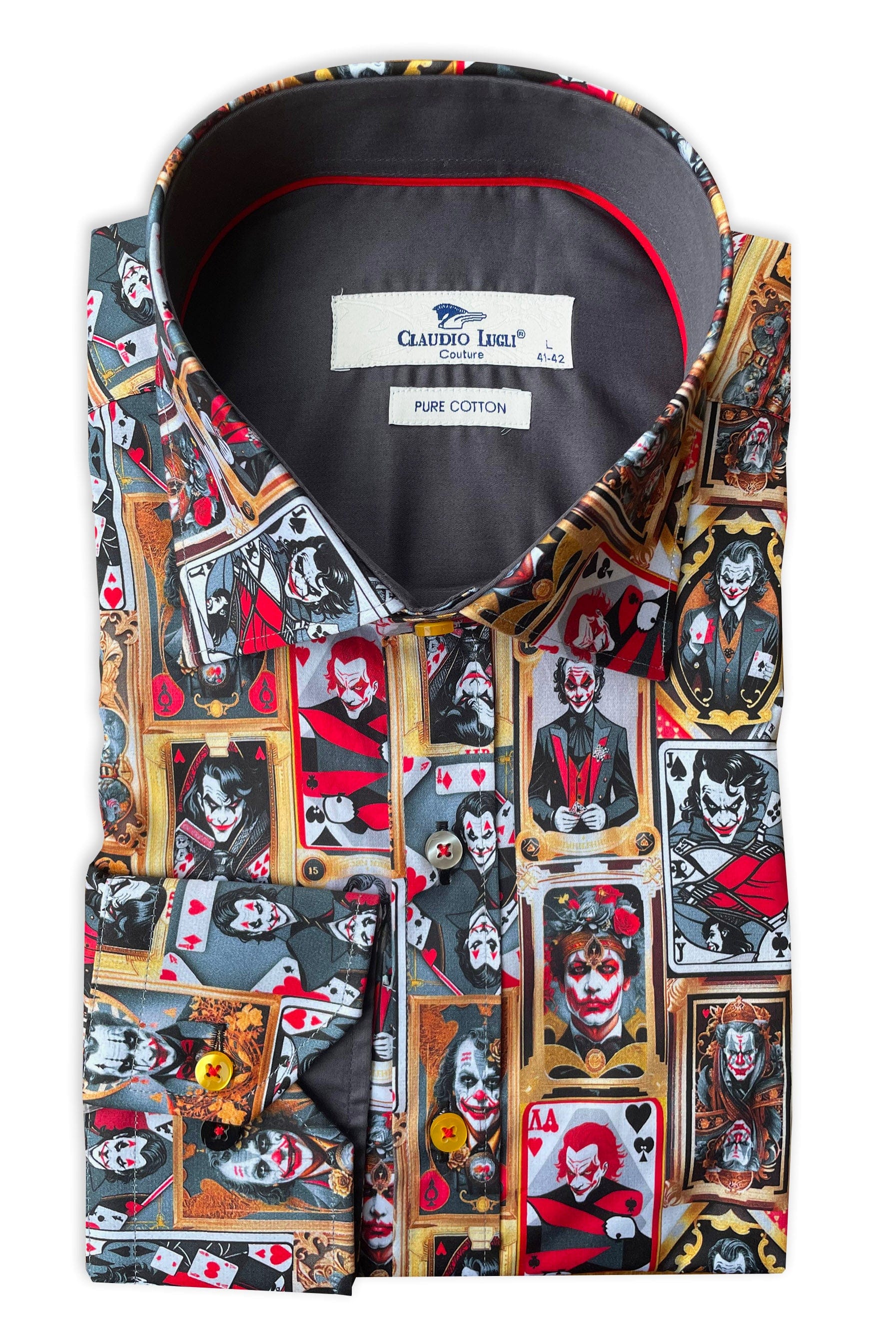 Claudio Lugli Satin Cotton Joker Print Shirt - Black