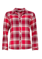 Cyberjammies Megan Check Brushed Pyjama Top - Red/White