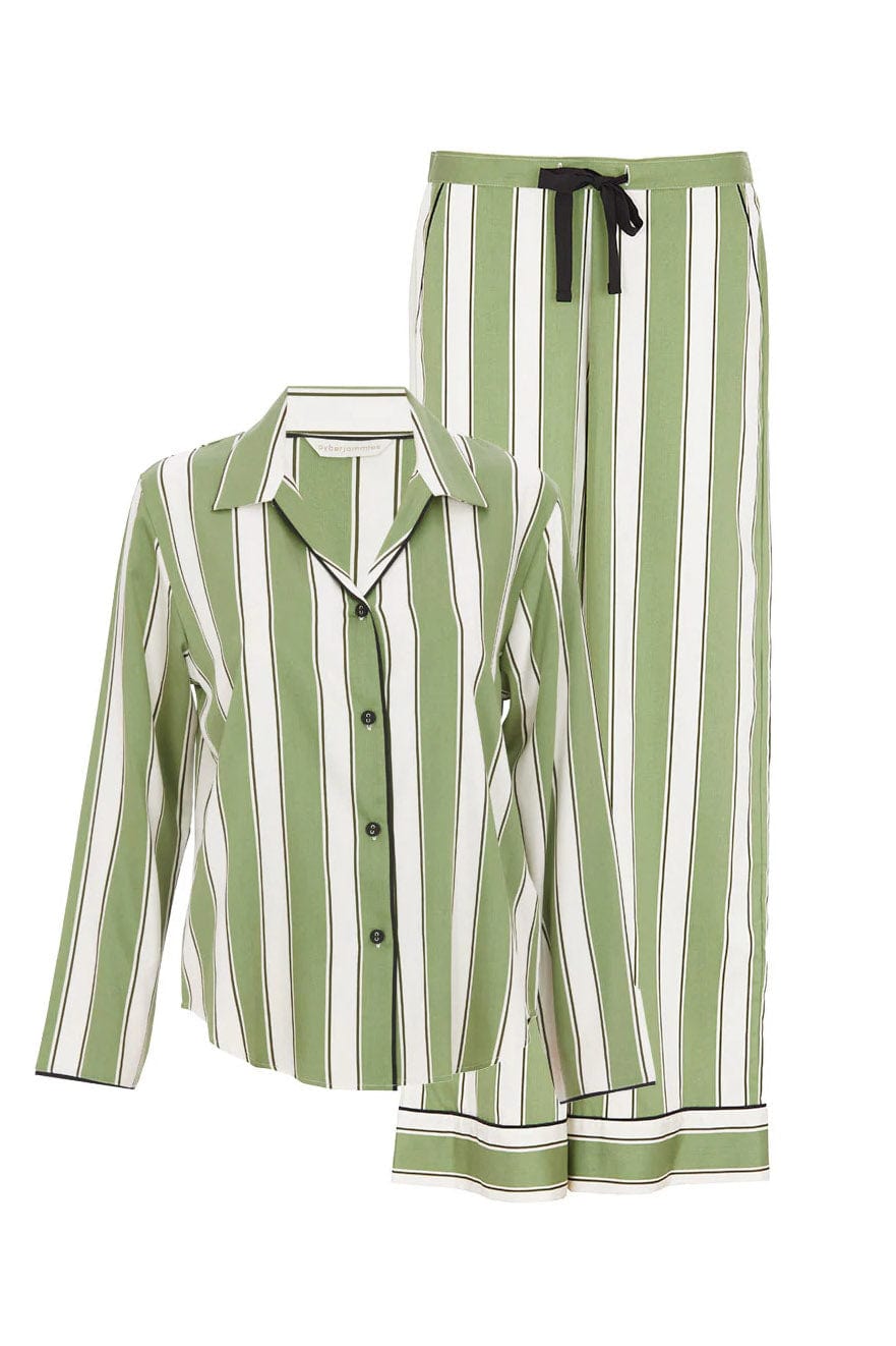 Cyberjammies Nancy Stripe Wide Leg Pyjama Set - Sage Green